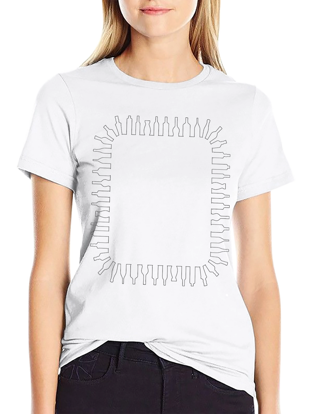 Bottle Border Black T-Shirt - Stylish Graphic Tee