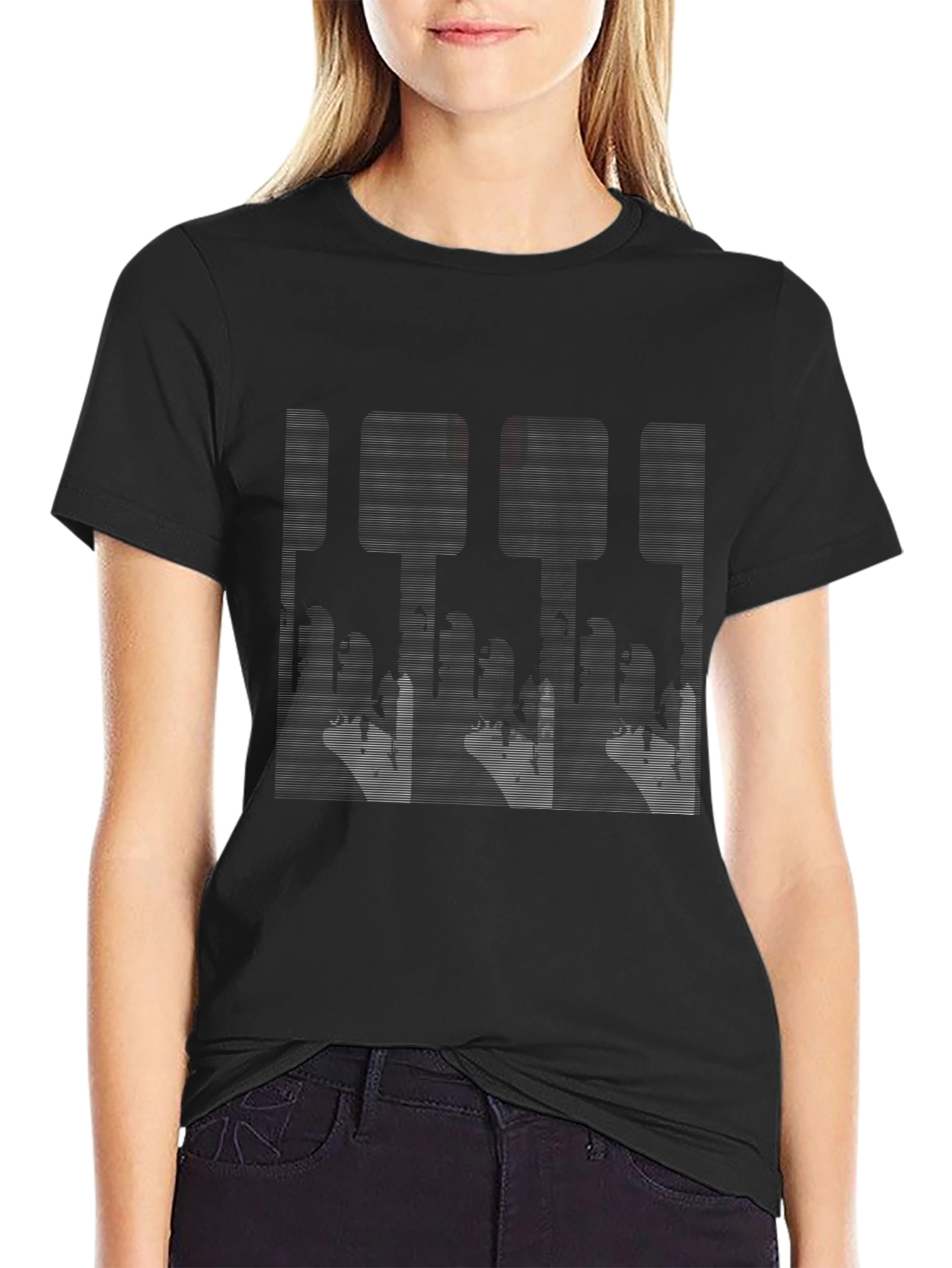 Abstract Cityscape Graphic Black Tee