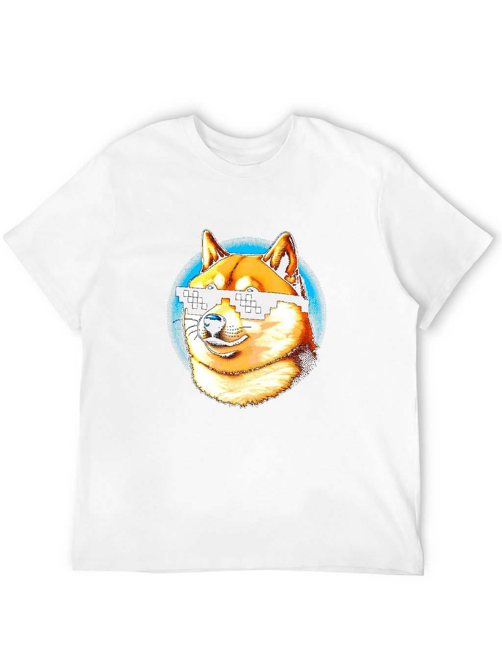 Doge Meme Pixel Sunglasses T-Shirt - Black