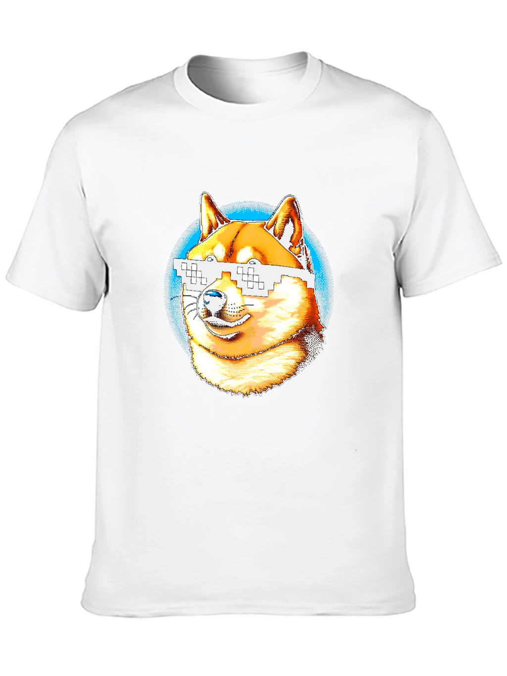 Doge Meme Pixel Sunglasses T-Shirt - Black
