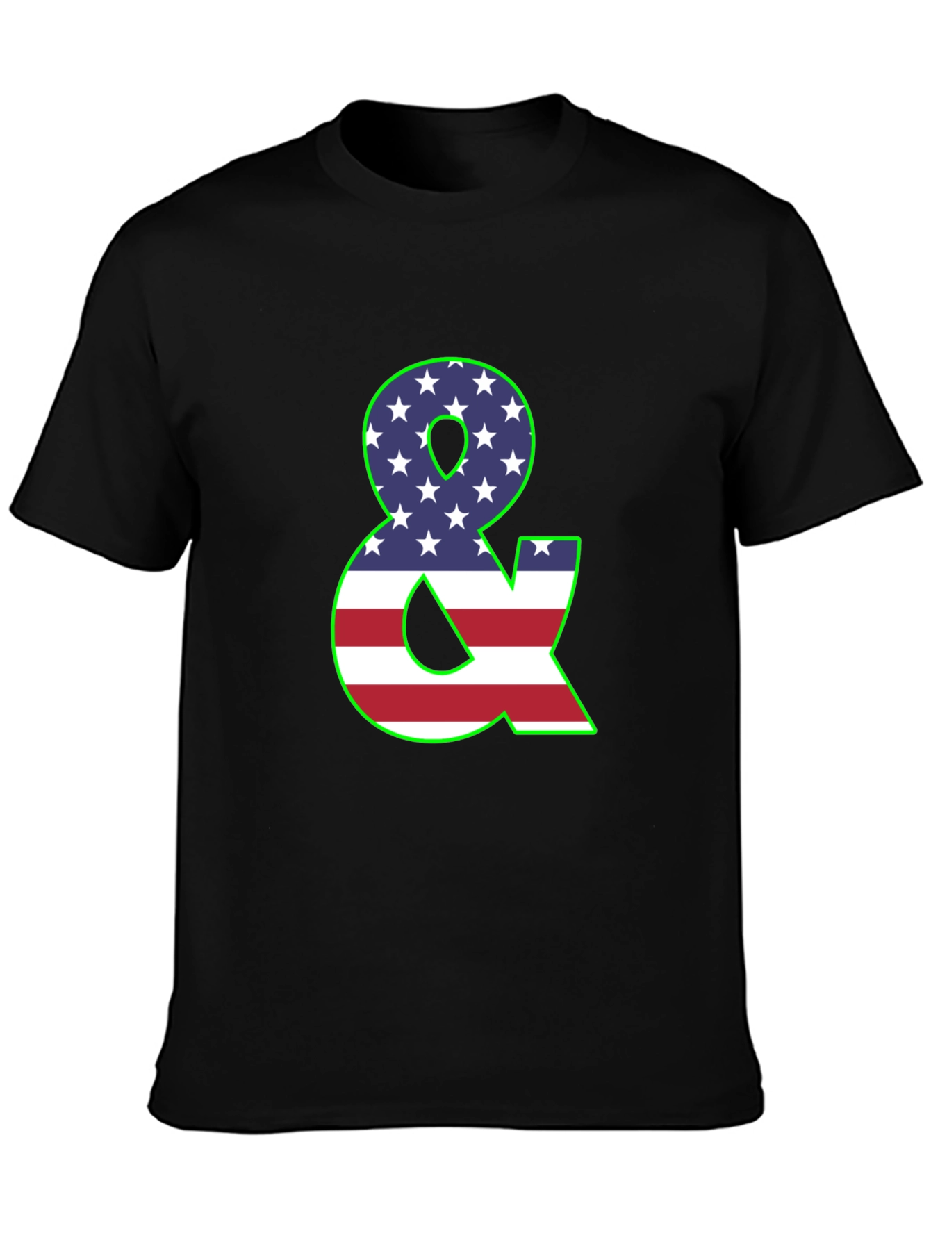 American Flag Ampersand Graphic Black T-Shirt