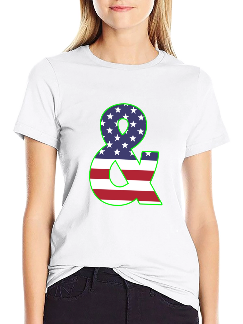 American Flag Ampersand Graphic Black T-Shirt