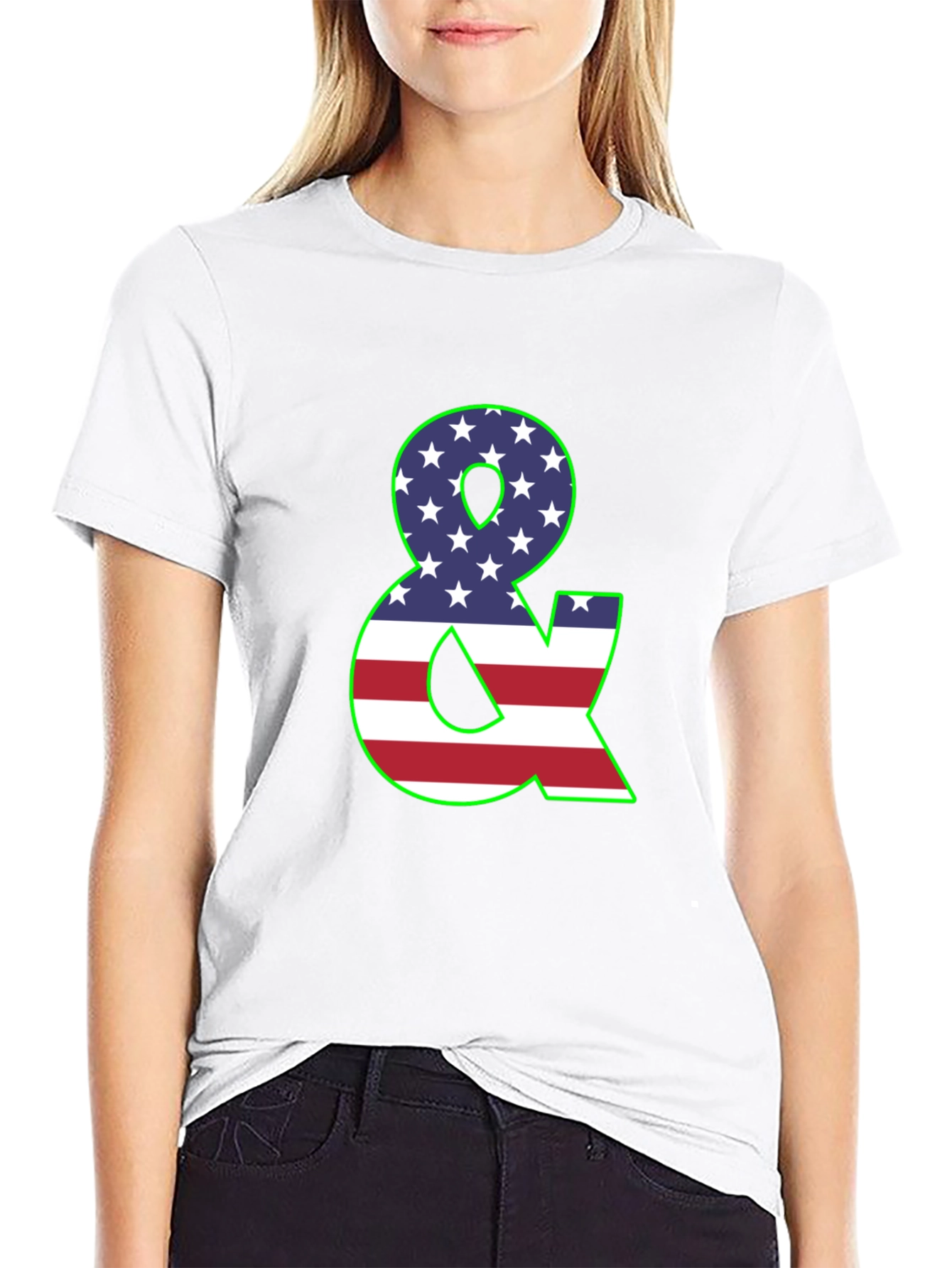 American Flag Ampersand Graphic Black T-Shirt