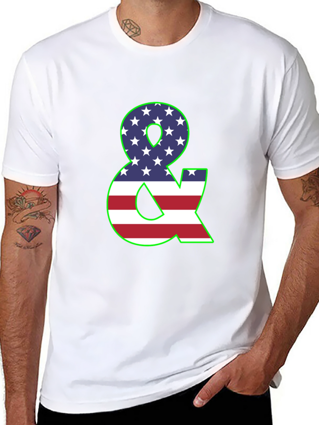 American Flag Ampersand Graphic Black T-Shirt