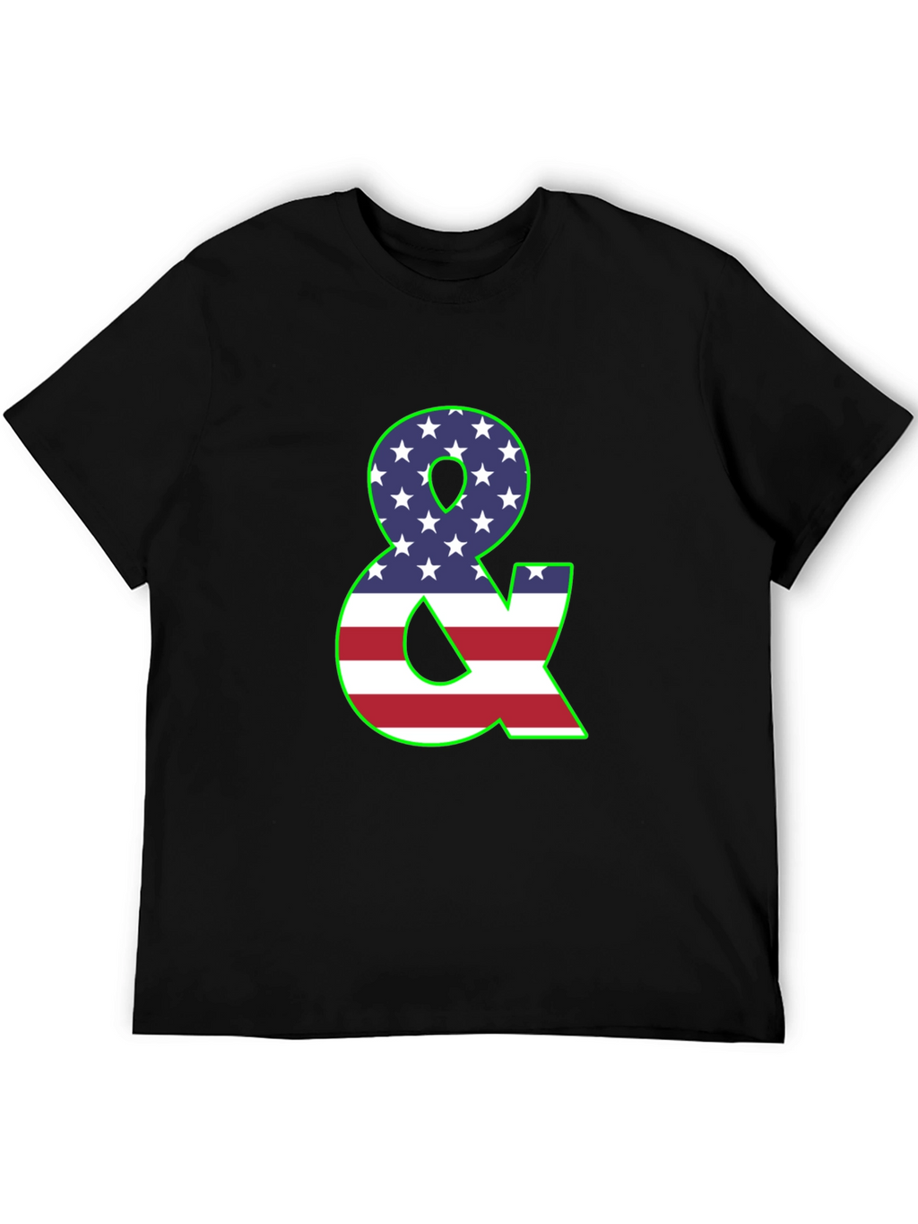 American Flag Ampersand Graphic Black T-Shirt