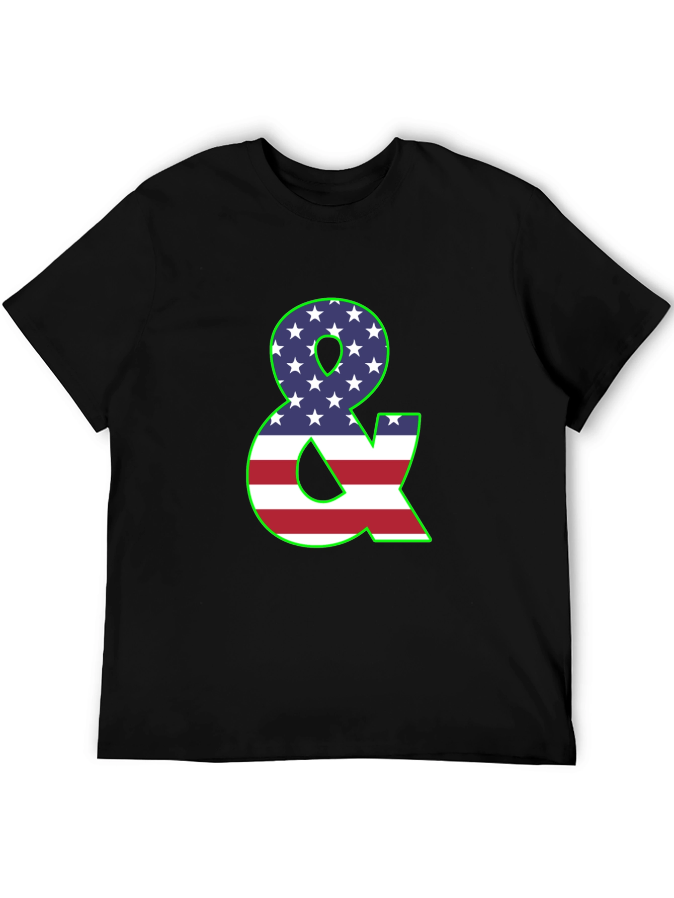 American Flag Ampersand Graphic Black T-Shirt