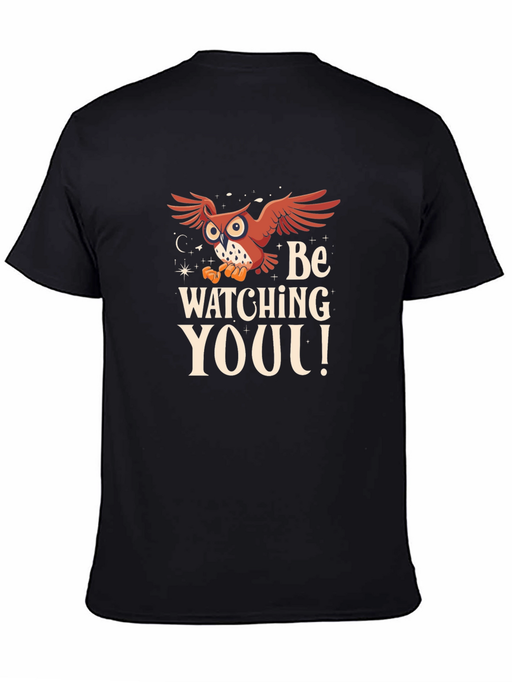 Owl Watching You Graphic Tee - Black