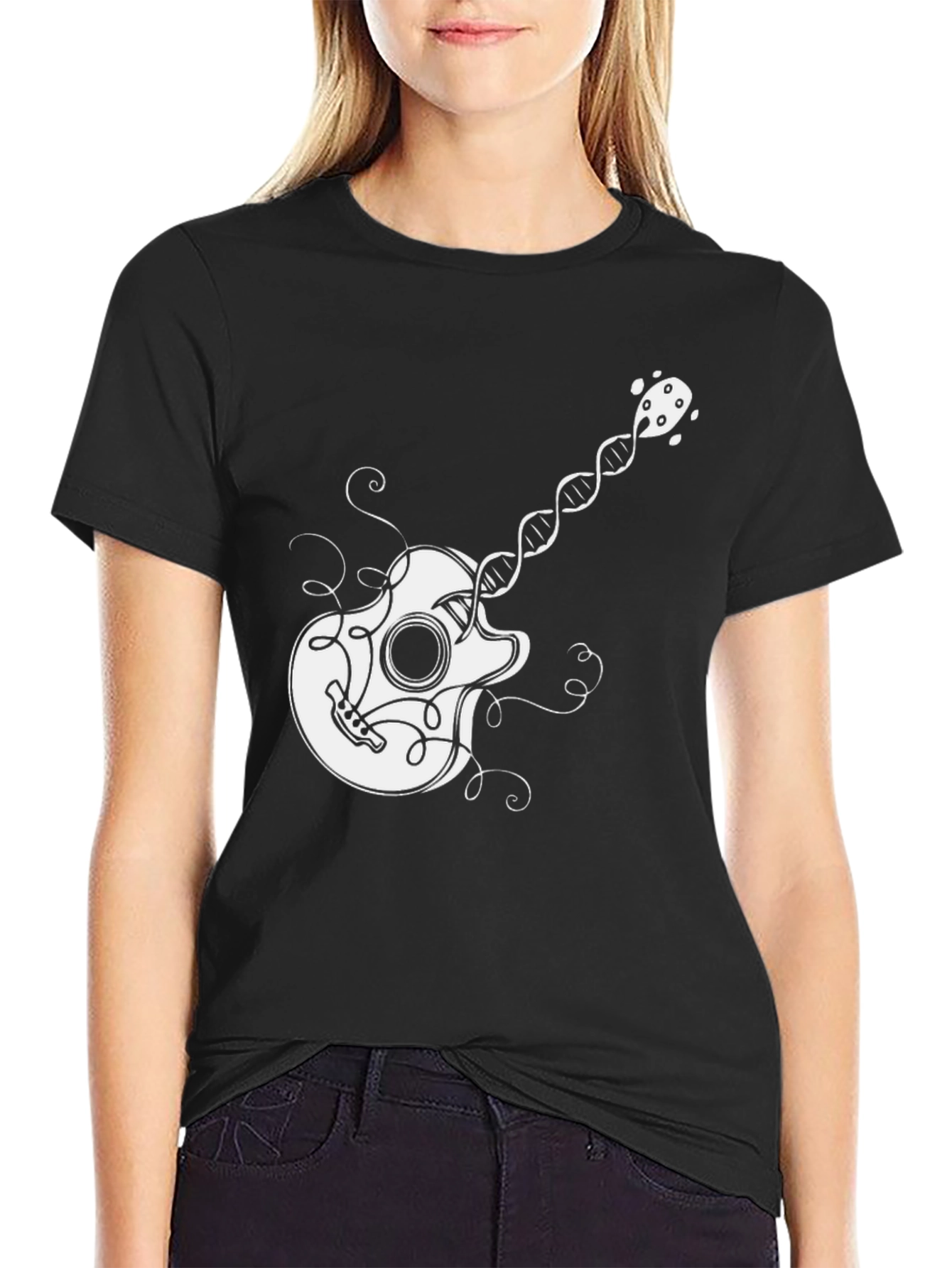 Guitar DNA Graphic Print Tee - Unique Music Lover Gift