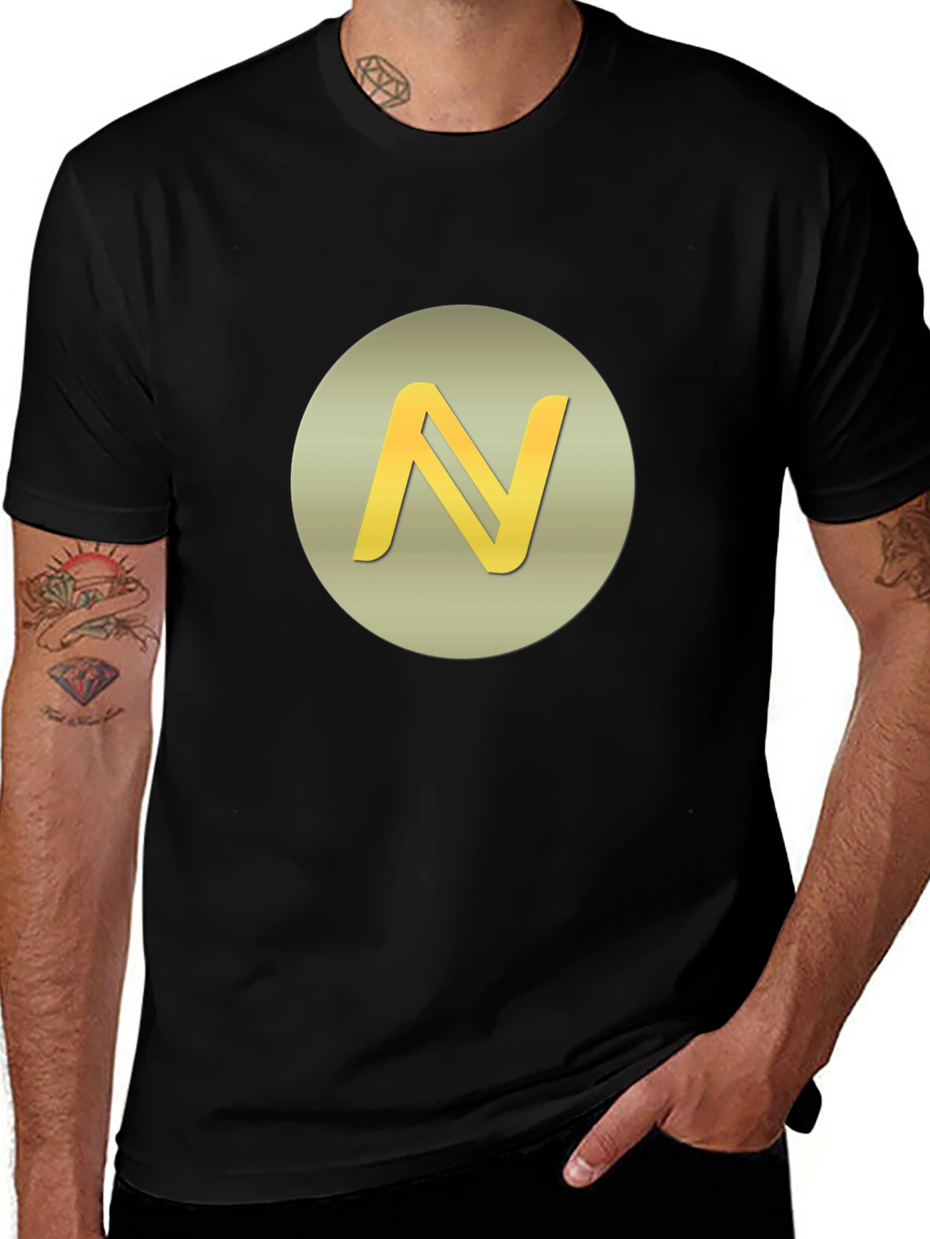 Gold N Logo Graphic Tee - Classic Black Cotton T-Shirt