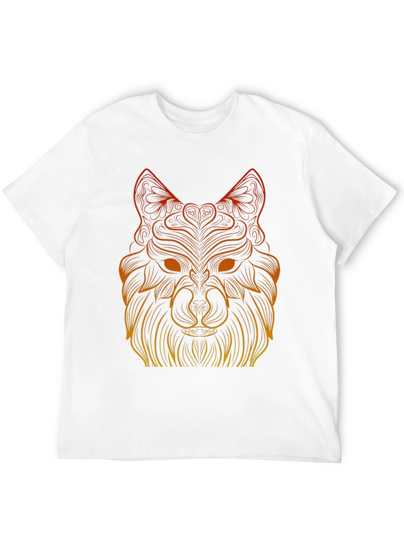 Geometric Wolf Graphic Tee - Black