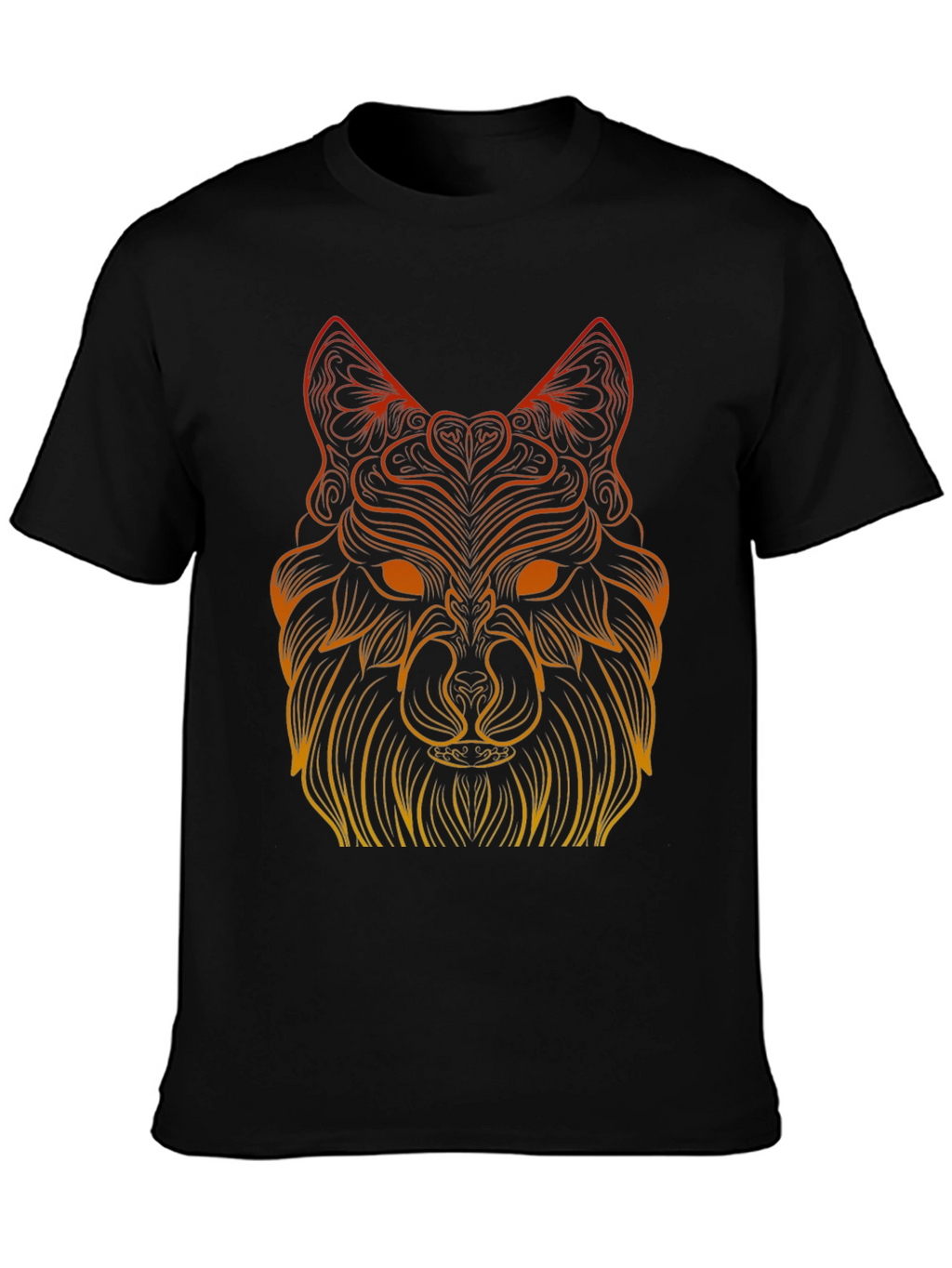 Geometric Wolf Graphic Tee - Black