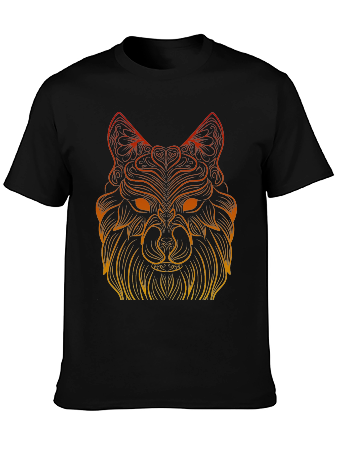 Geometric Wolf Graphic Tee - Black
