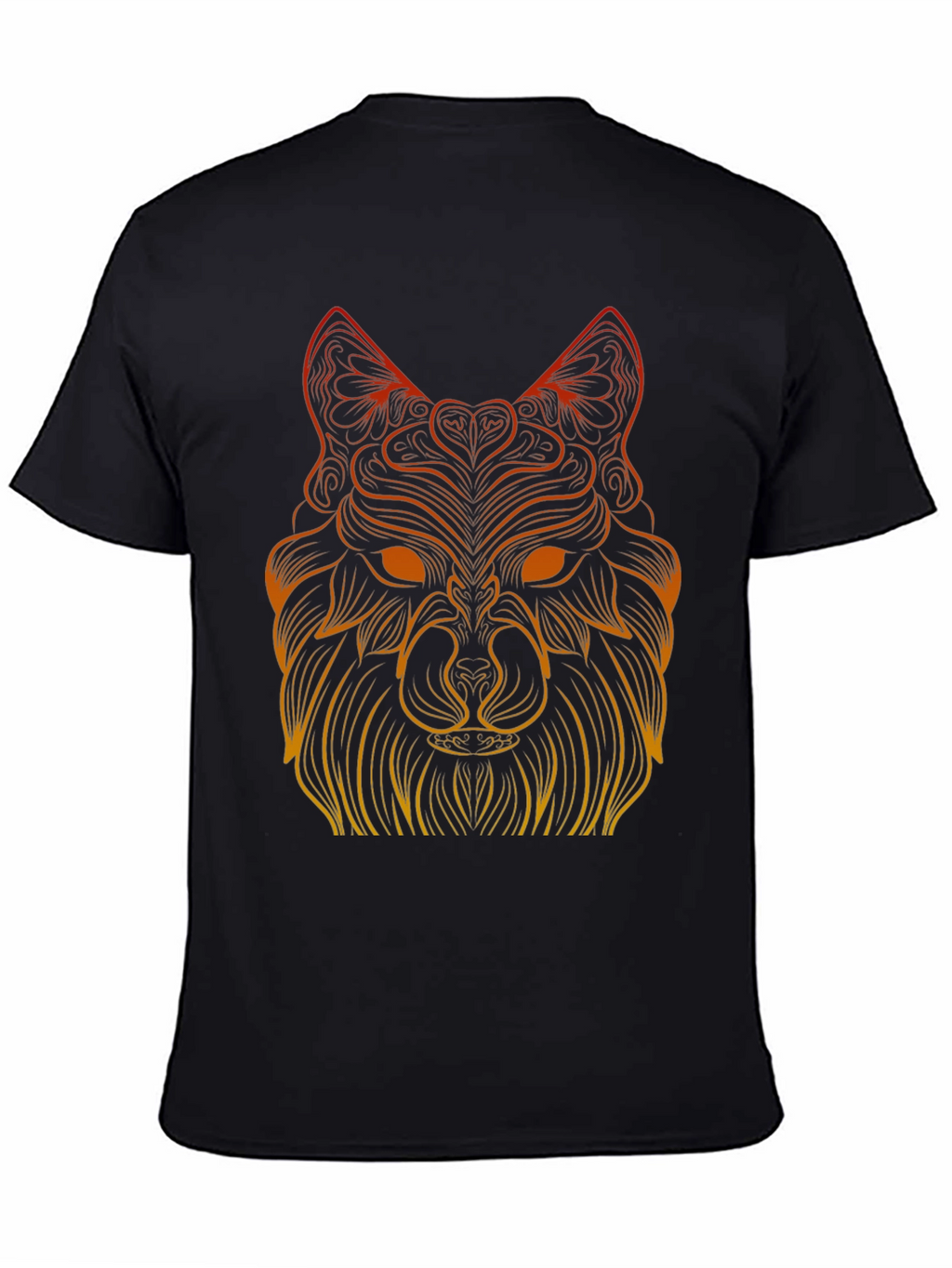 Geometric Wolf Graphic Tee - Black