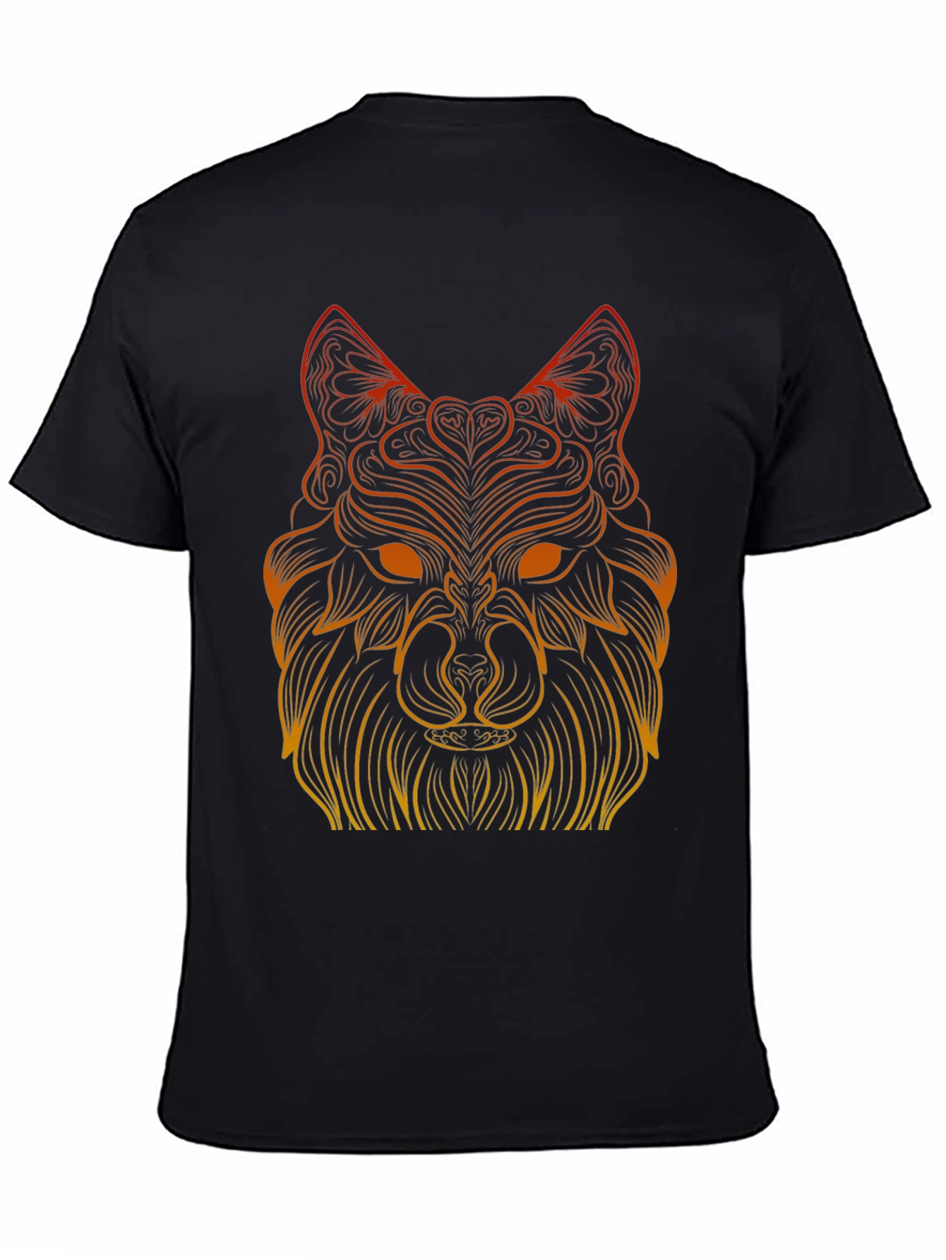 Geometric Wolf Graphic Tee - Black