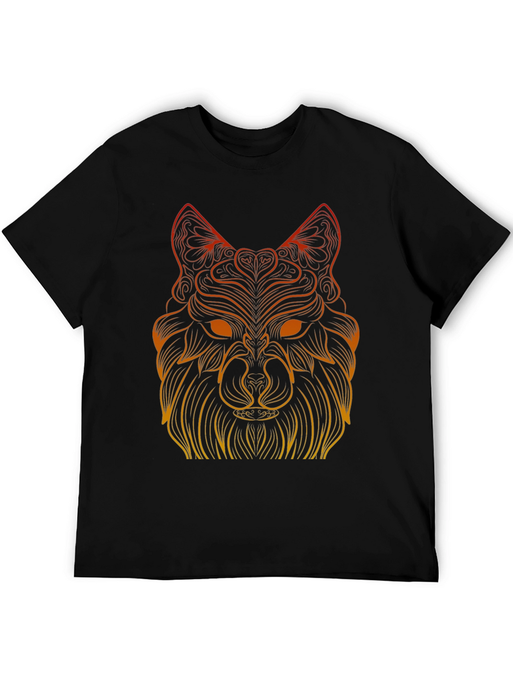 Geometric Wolf Graphic Tee - Black