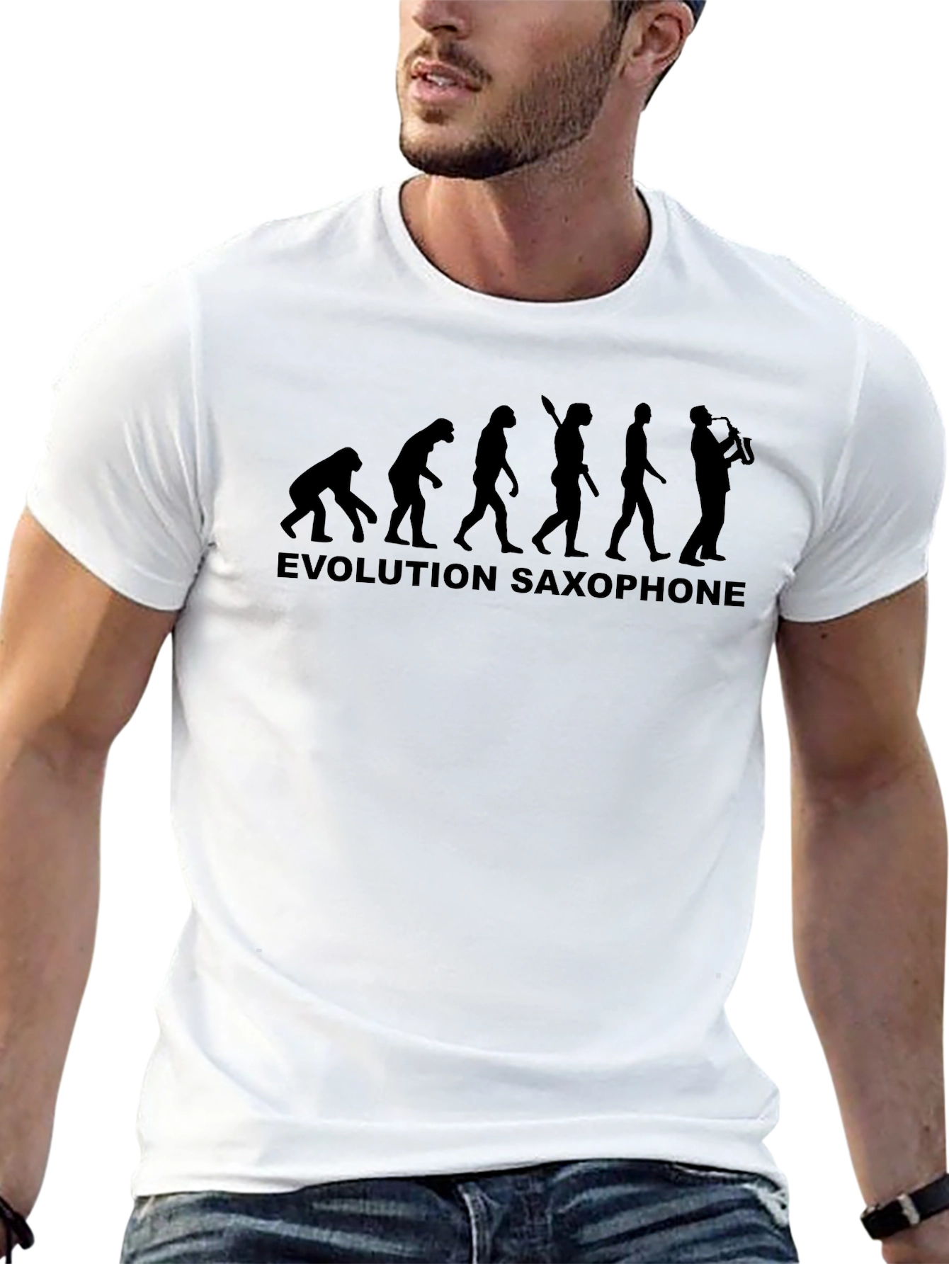 Evolution Saxophone Mens T-Shirt - Black