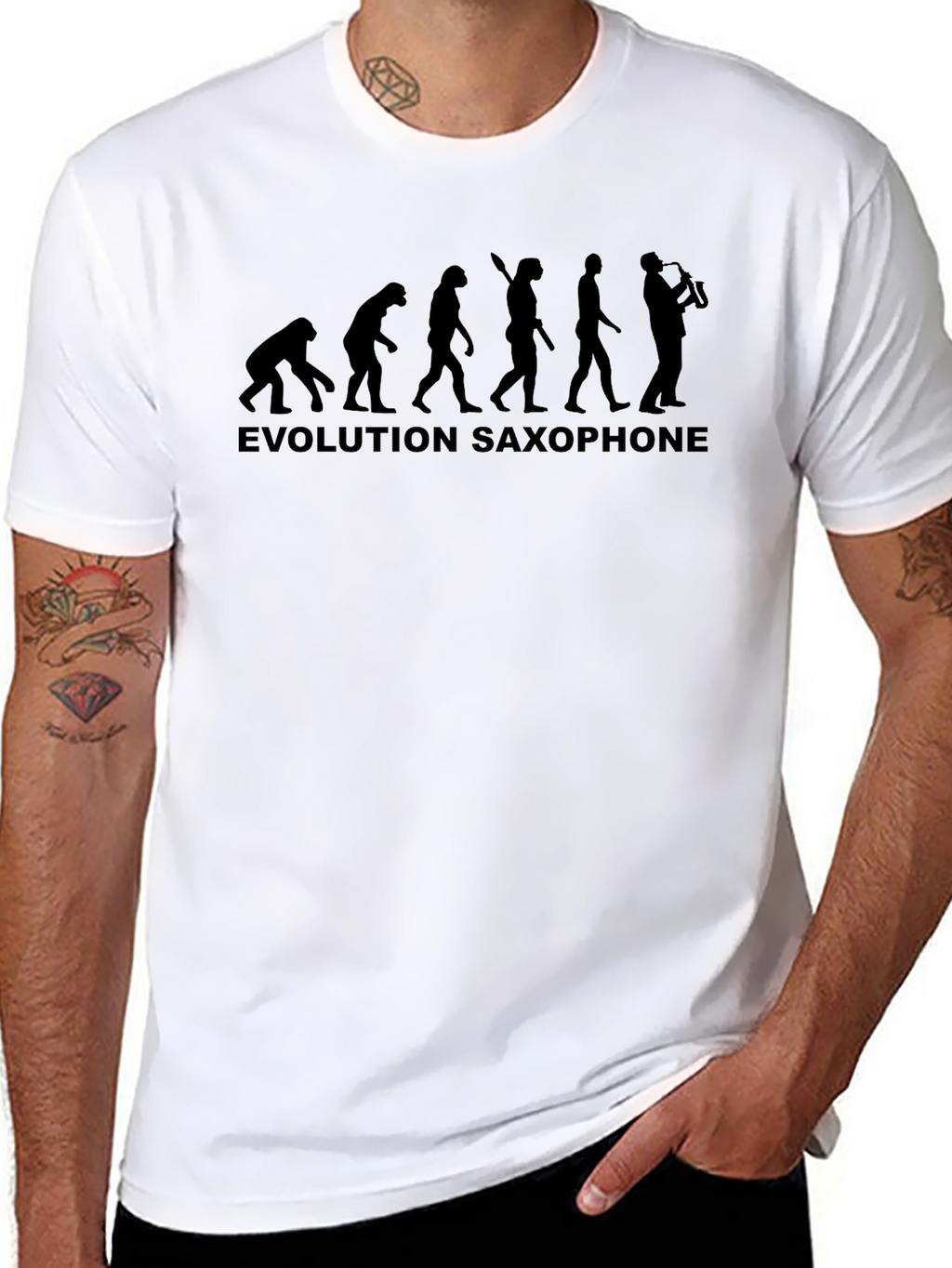 Evolution Saxophone Mens T-Shirt - Black