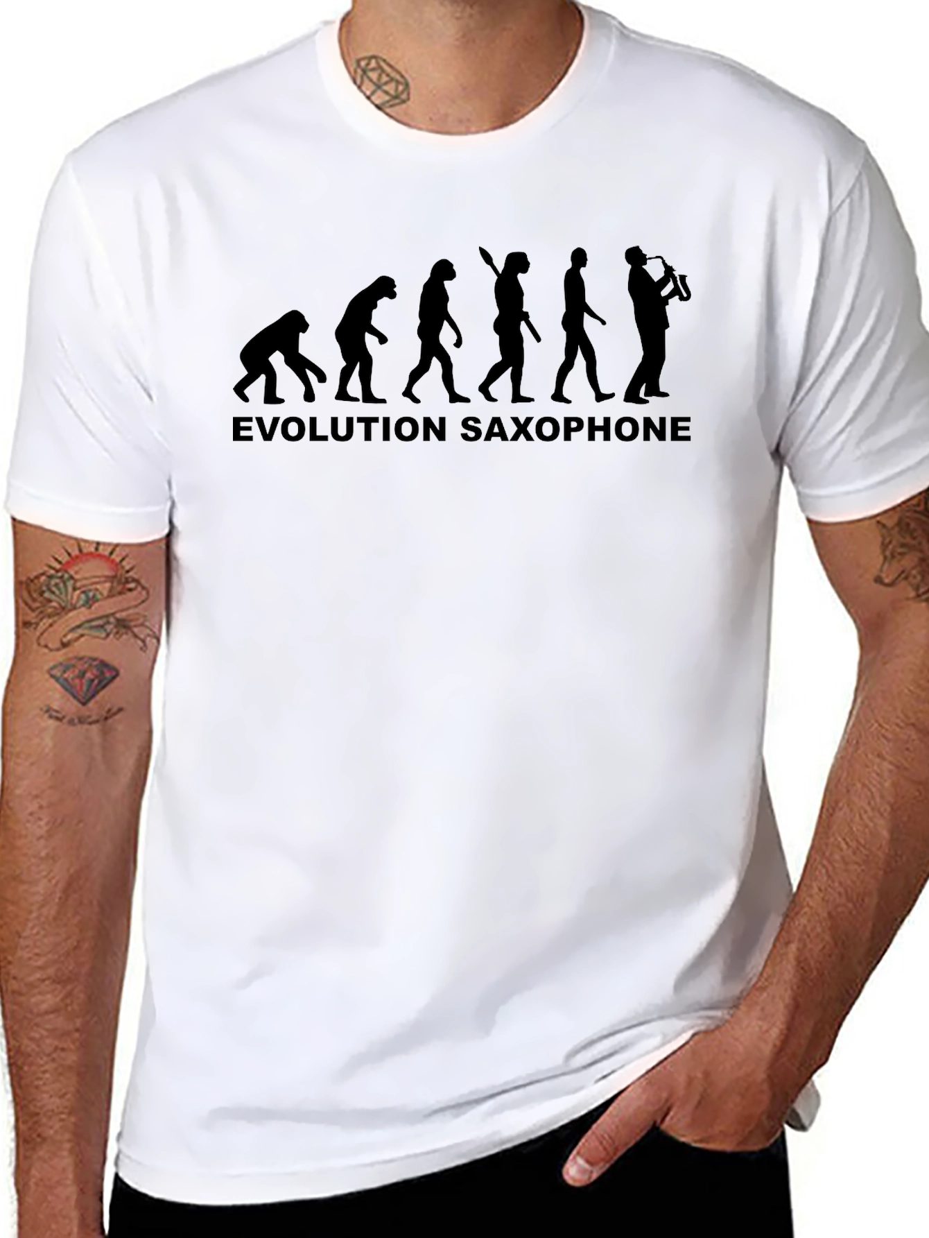 Evolution Saxophone Mens T-Shirt - Black