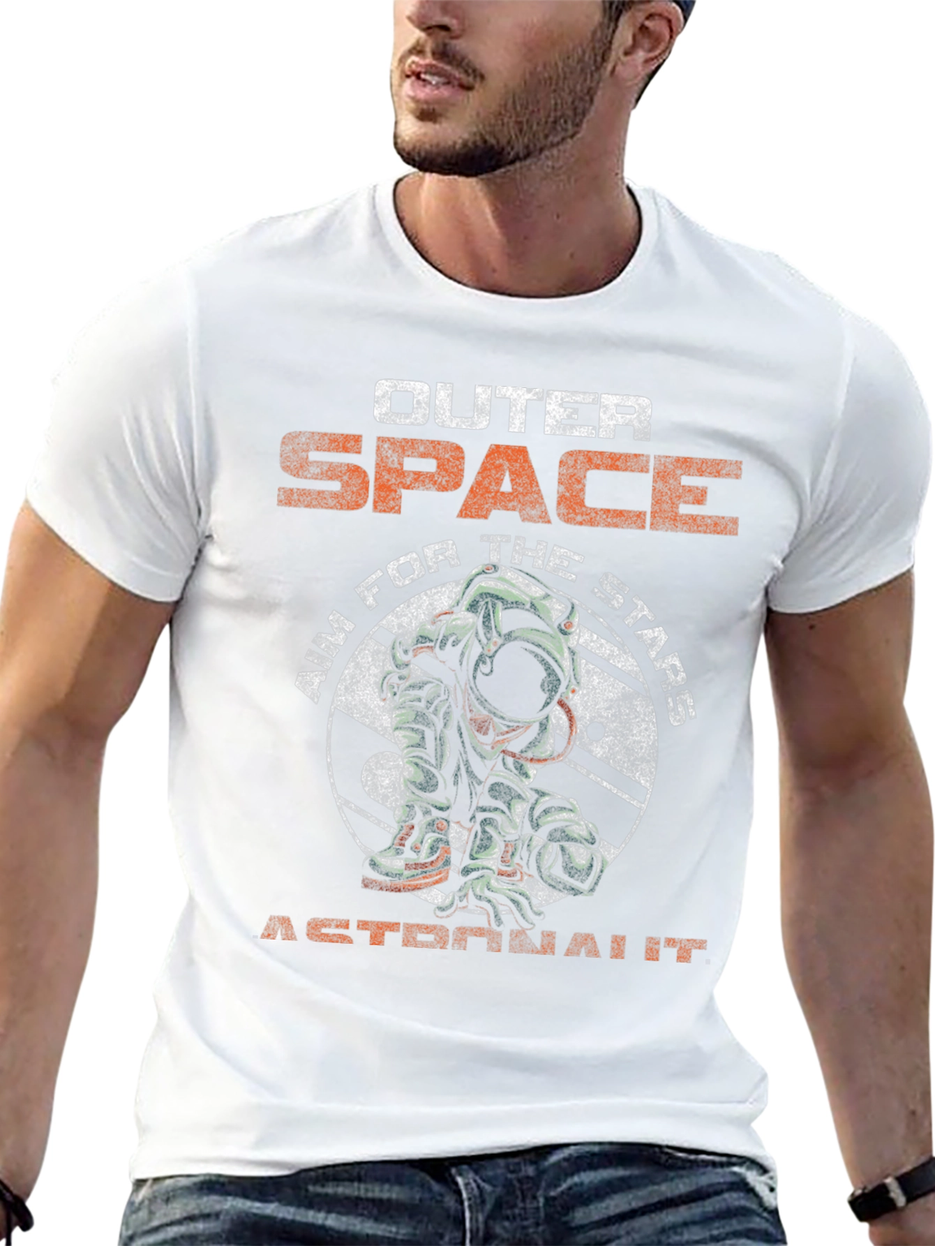 Outer Space Astronaut Graphic Tee - Black
