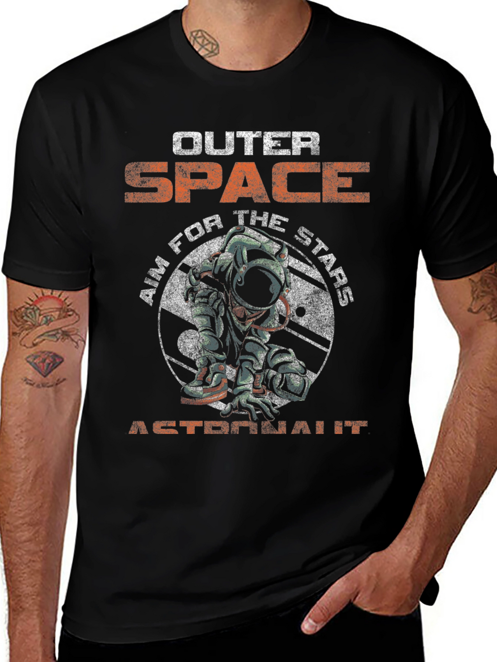 Outer Space Astronaut Graphic Tee - Black
