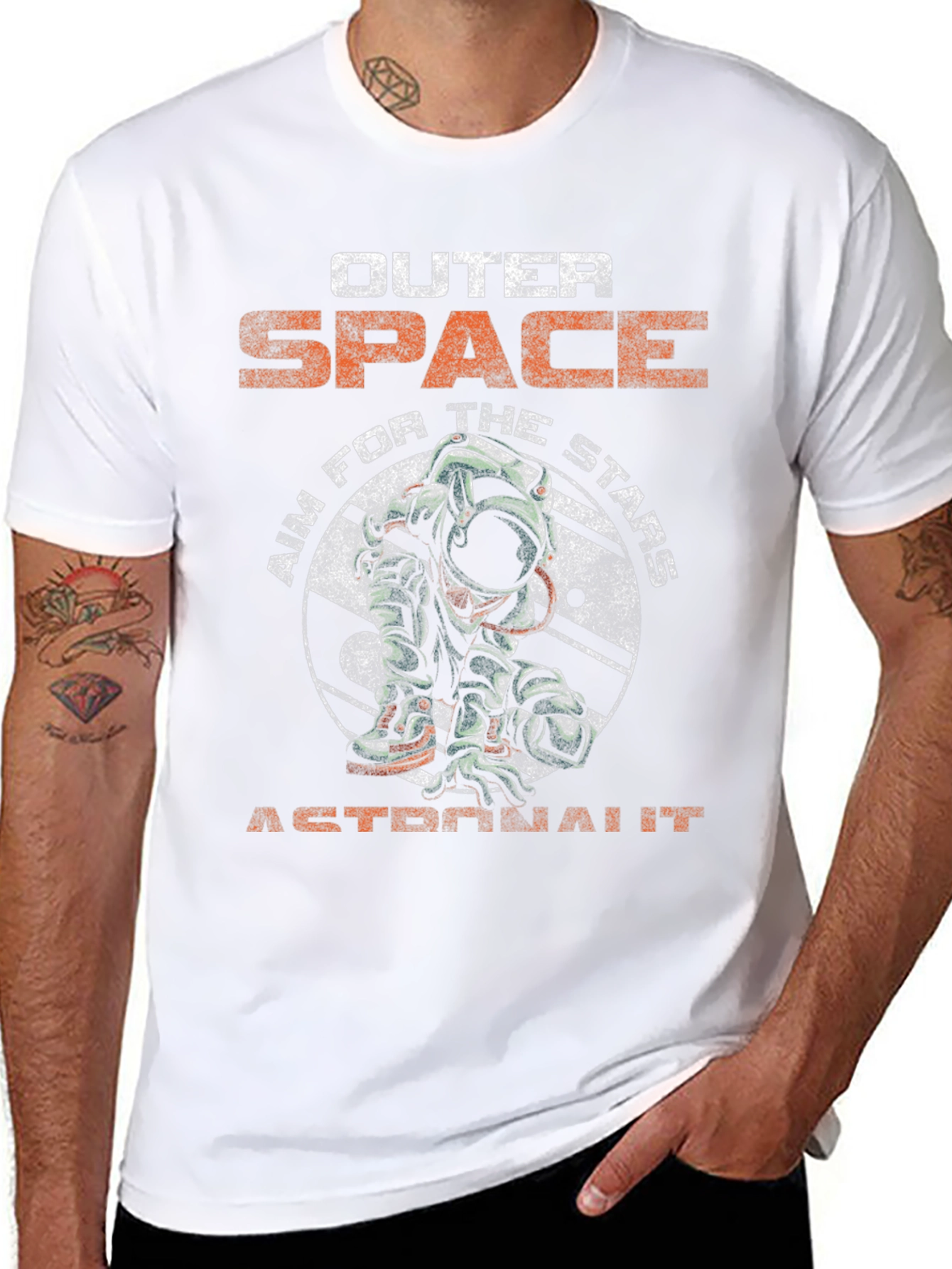 Outer Space Astronaut Graphic Tee - Black
