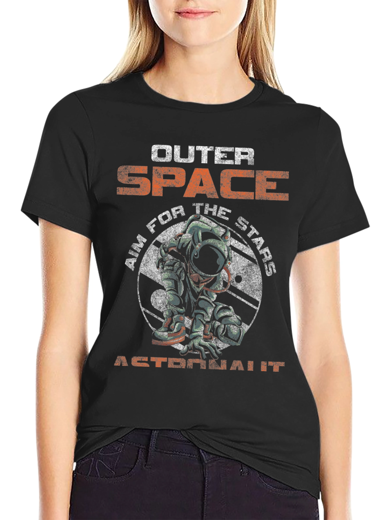 Outer Space Astronaut Graphic Tee - Black