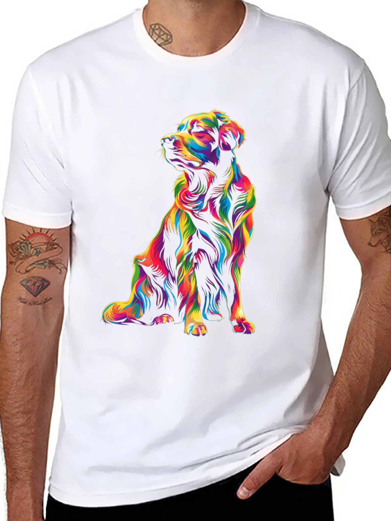 Vibrant Dog Graphic T-Shirt