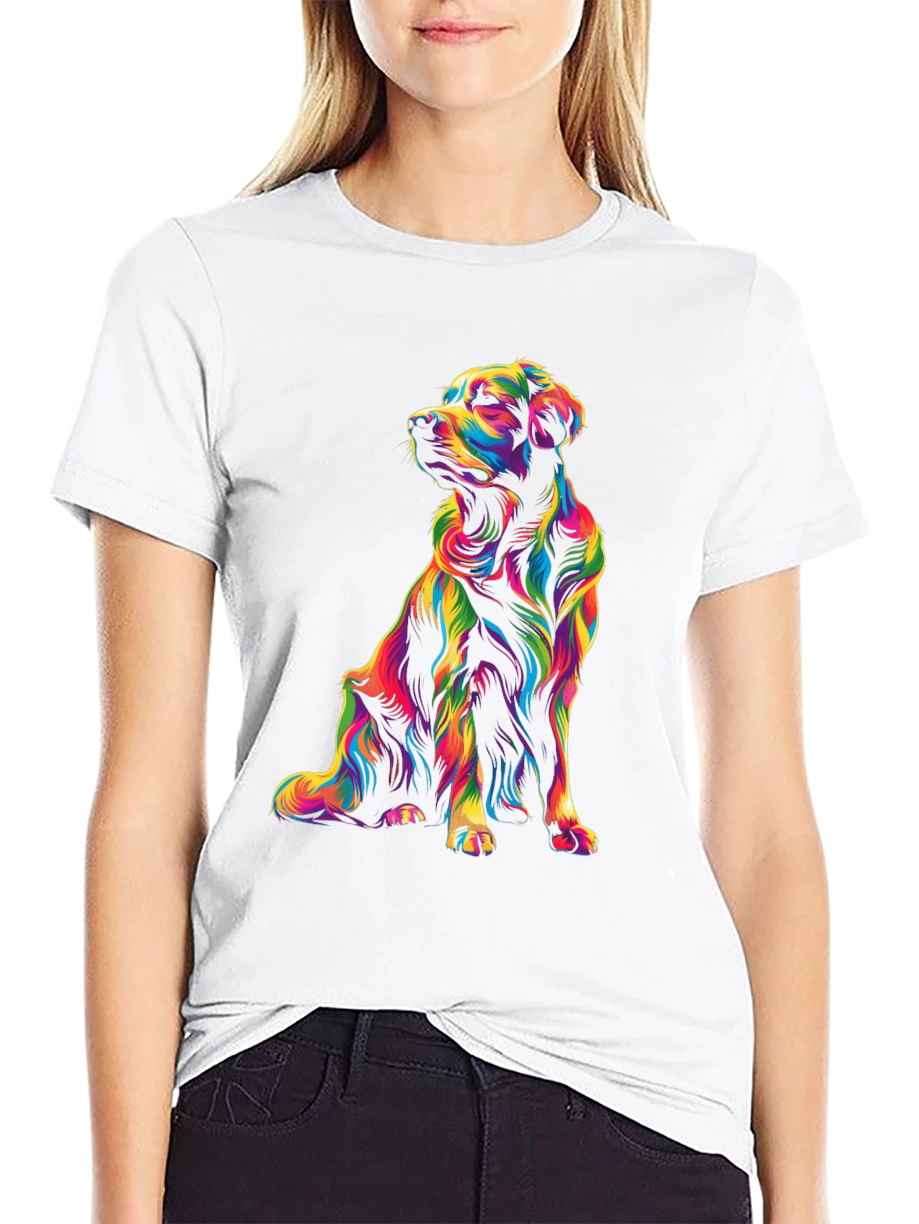 Vibrant Dog Graphic T-Shirt