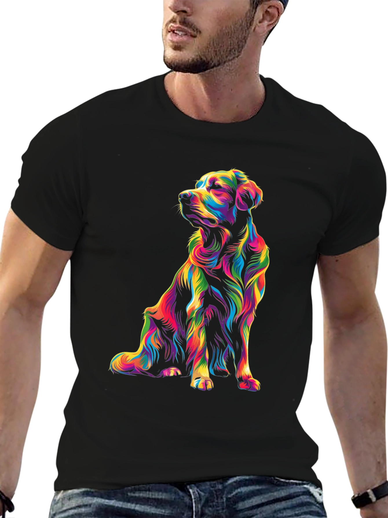 Vibrant Dog Graphic T-Shirt