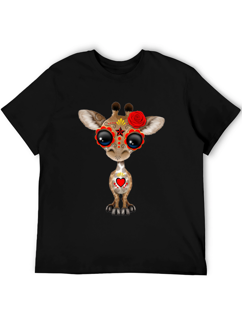 Sugar Skull Giraffe Black T-Shirt