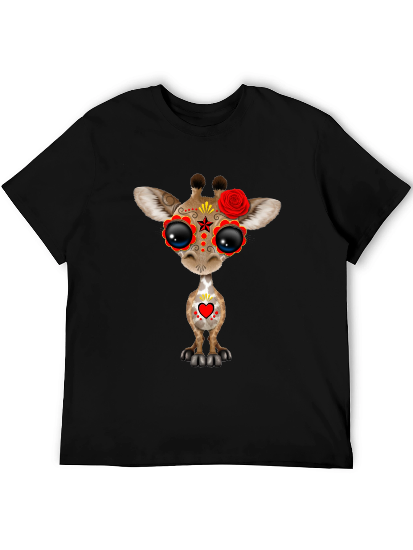 Sugar Skull Giraffe Black T-Shirt