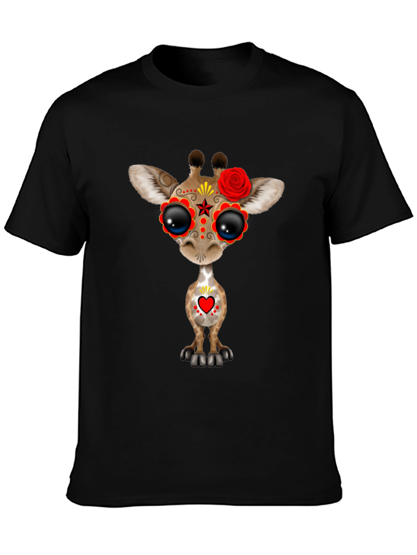 Sugar Skull Giraffe Black T-Shirt
