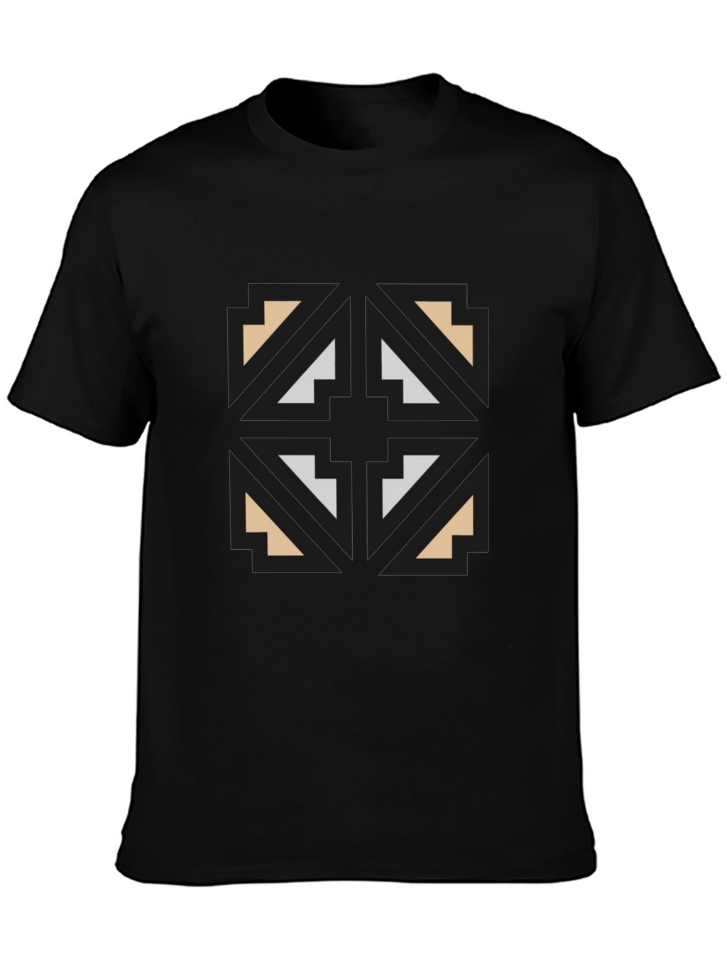 Geometric Graphic Print Black T-Shirt