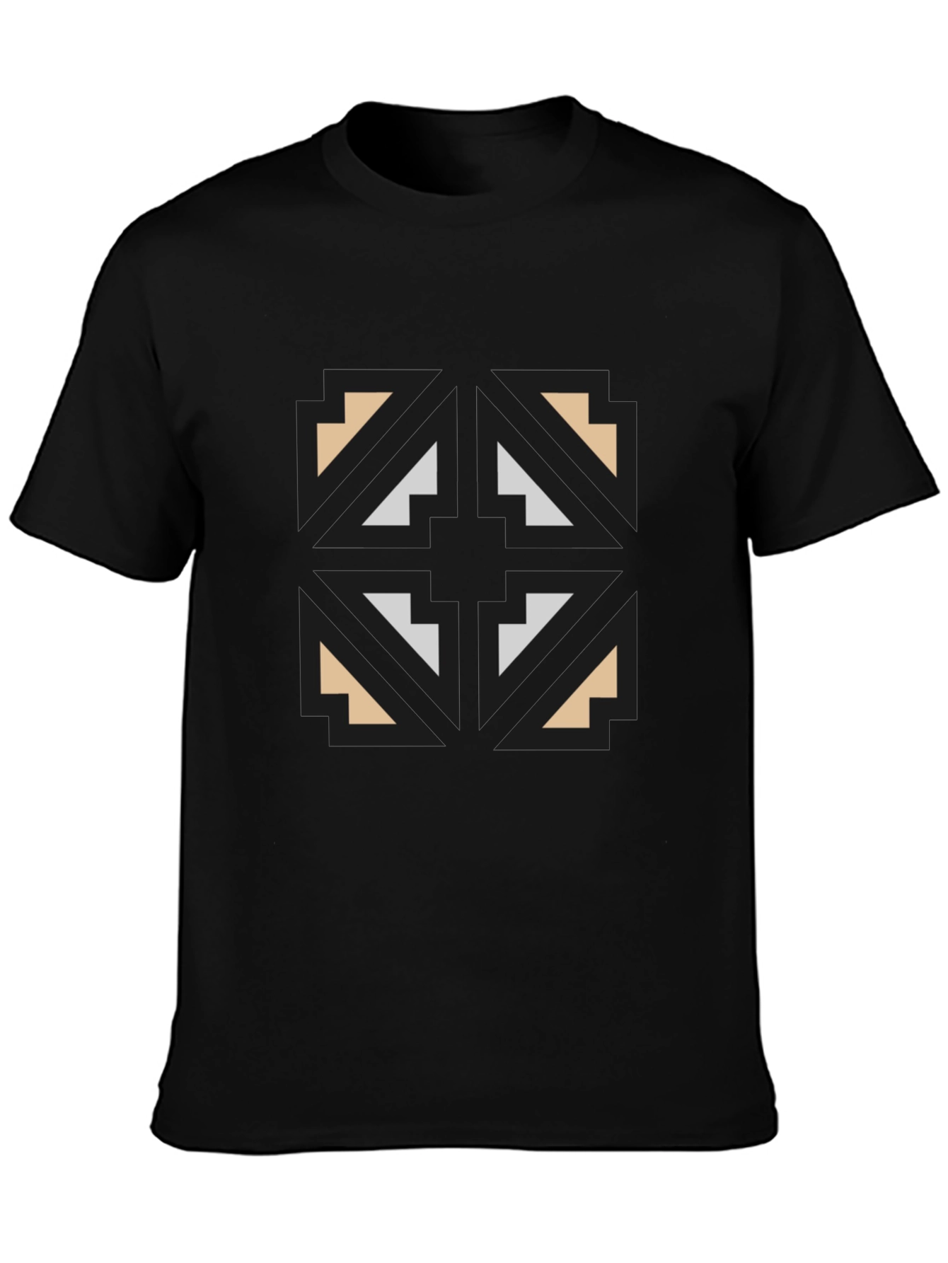 Geometric Graphic Print Black T-Shirt