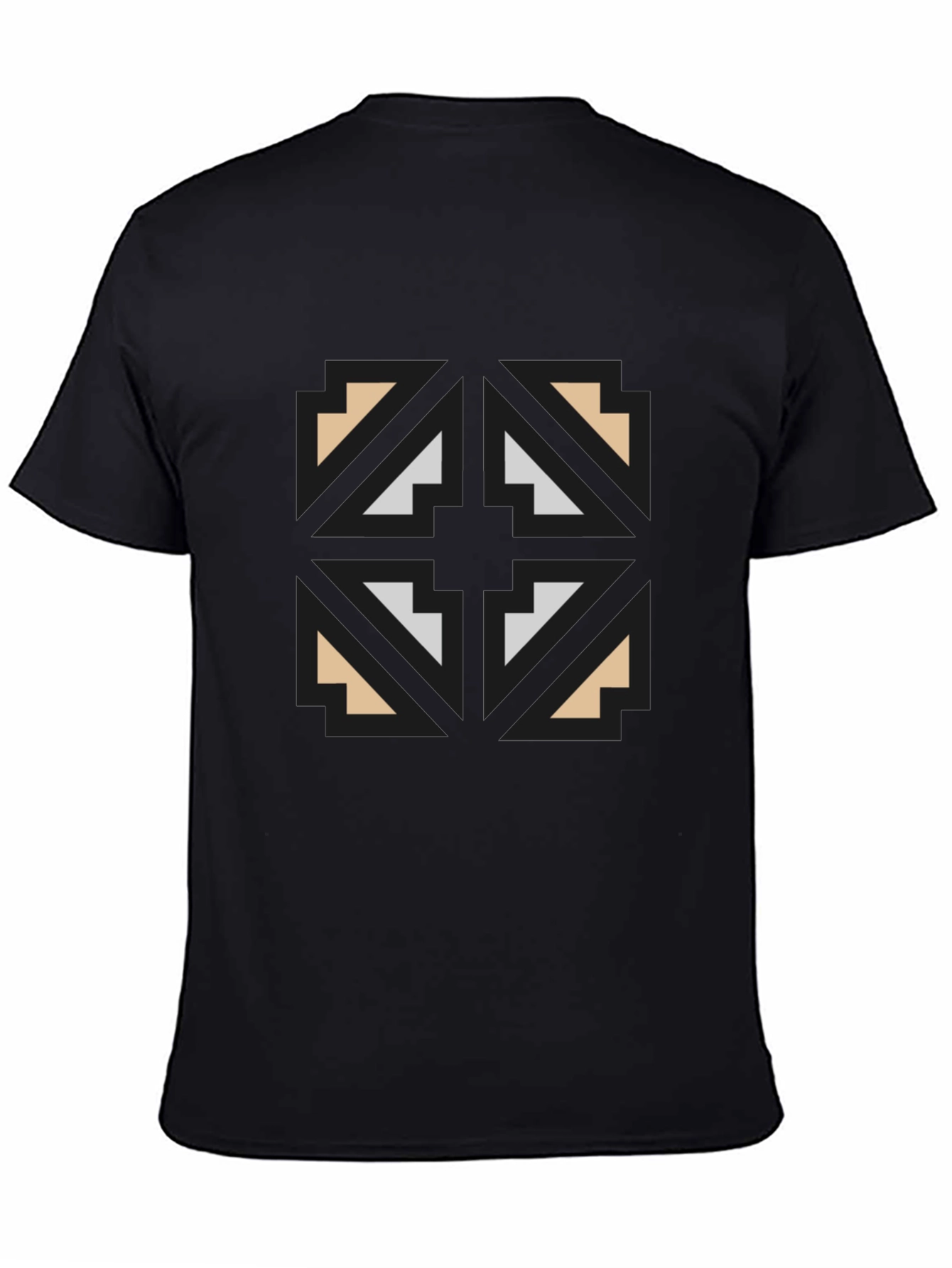 Geometric Graphic Print Black T-Shirt