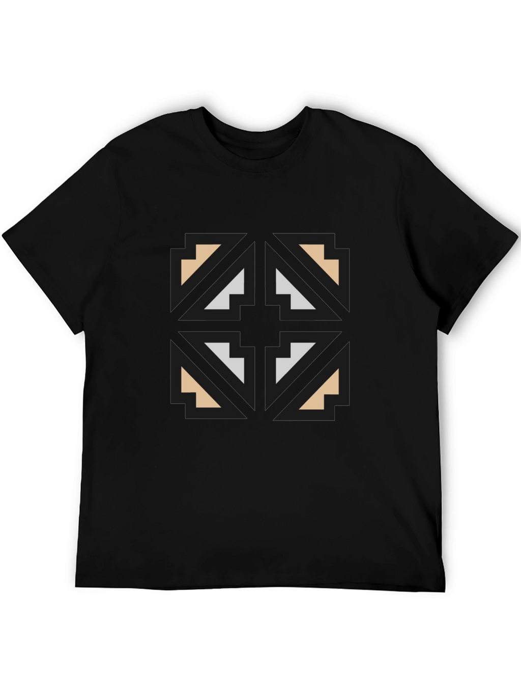 Geometric Graphic Print Black T-Shirt