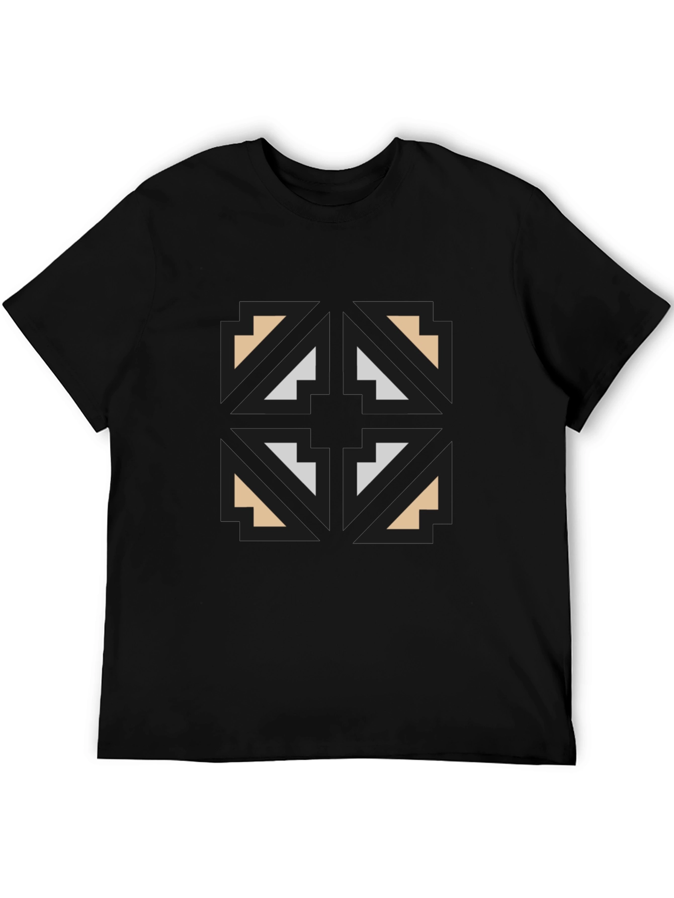 Geometric Graphic Print Black T-Shirt