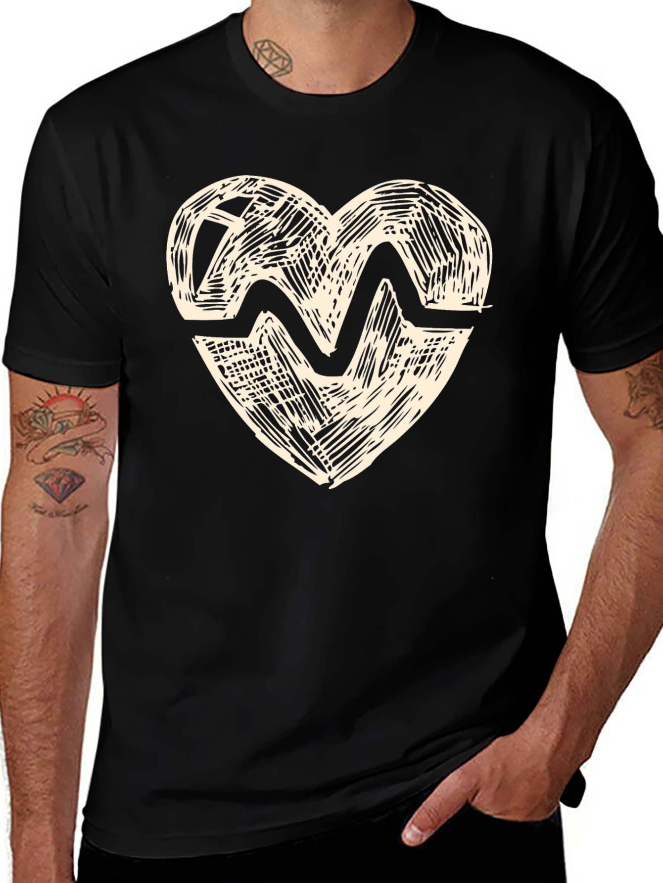 Heartbeat Graphic Print Crew Neck T-Shirt