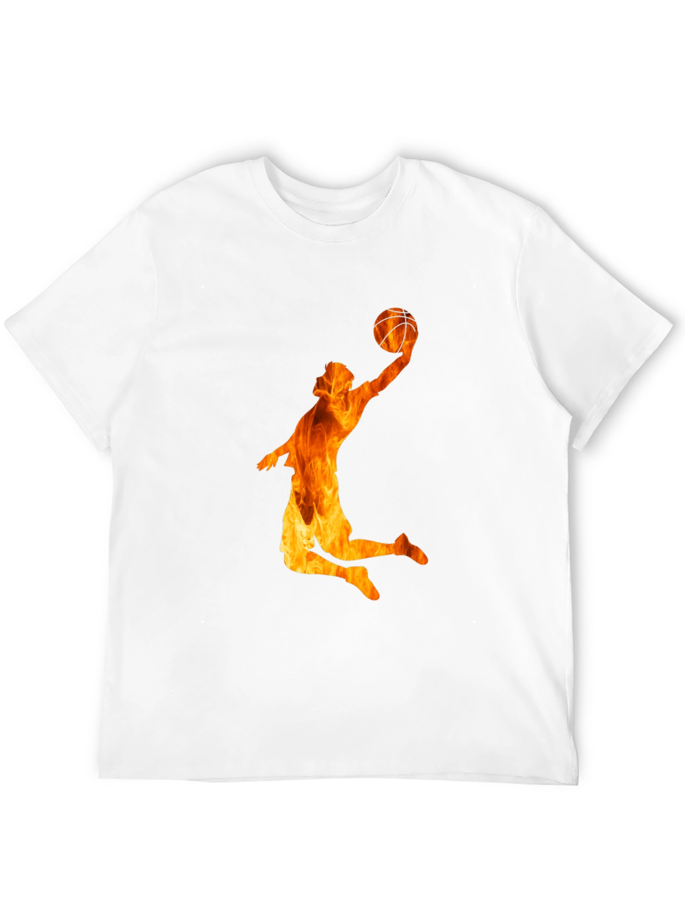 Flaming Basketball Player Graphic Tee - Black Cotton T-Shirt
