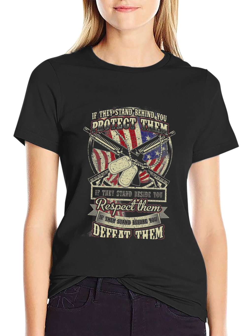 Patriotic T-Shirt: Stand Behind Protect
