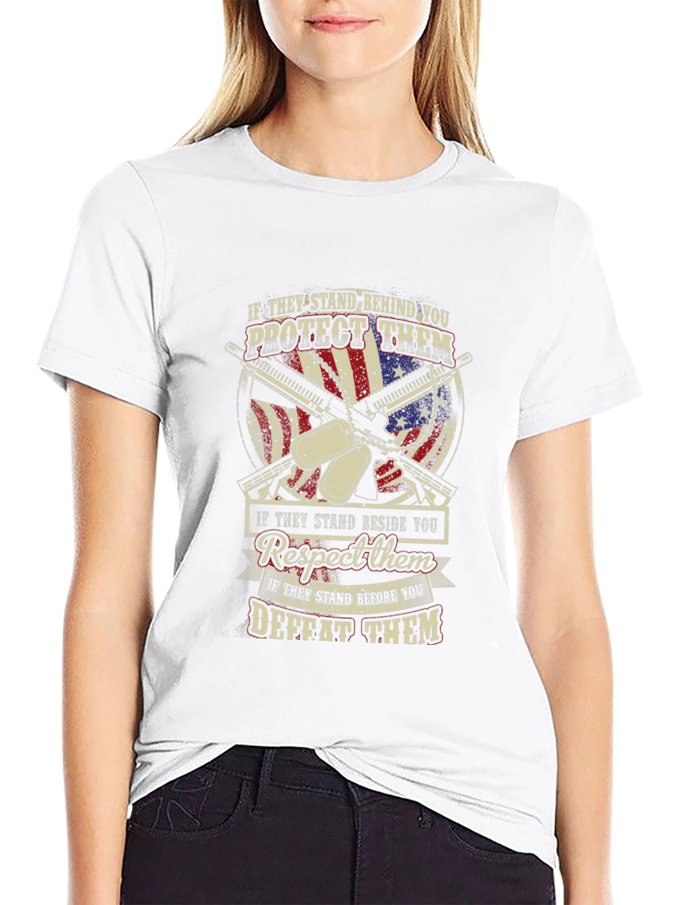Patriotic T-Shirt: Stand Behind Protect