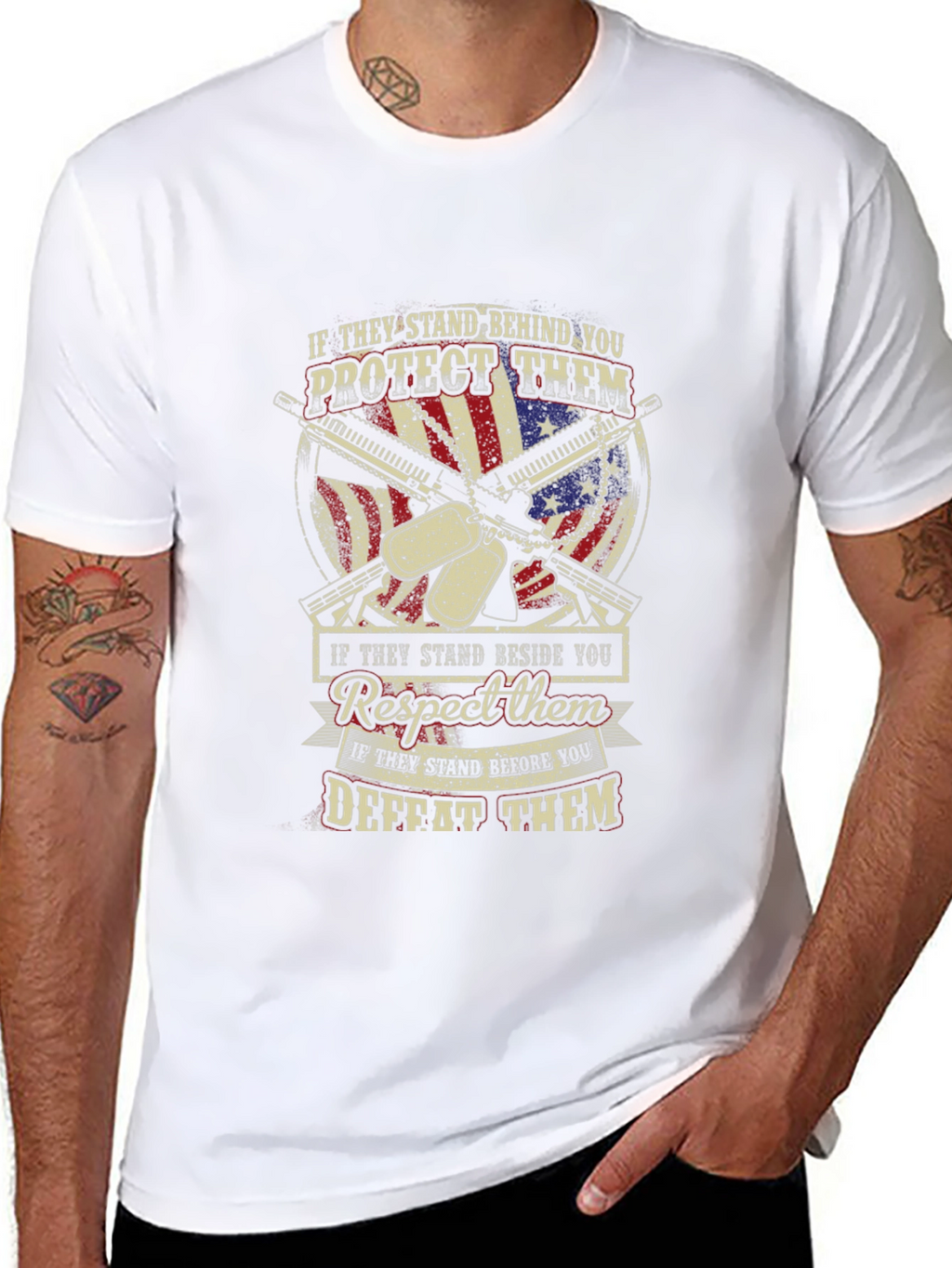 Patriotic T-Shirt: Stand Behind Protect