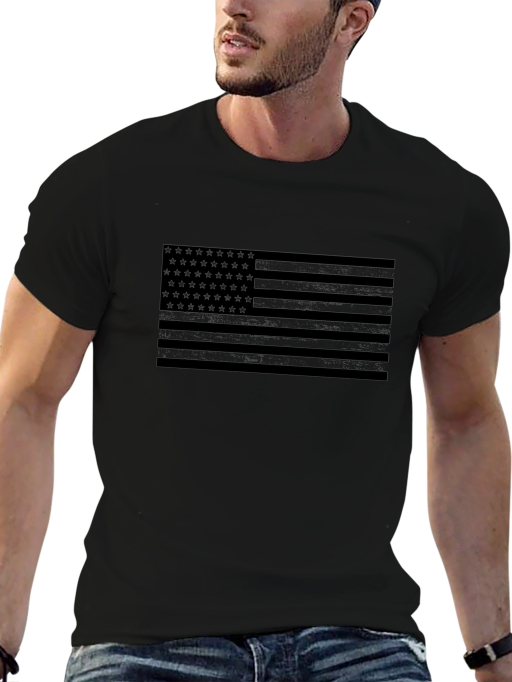 Stealth American Flag Black T-Shirt