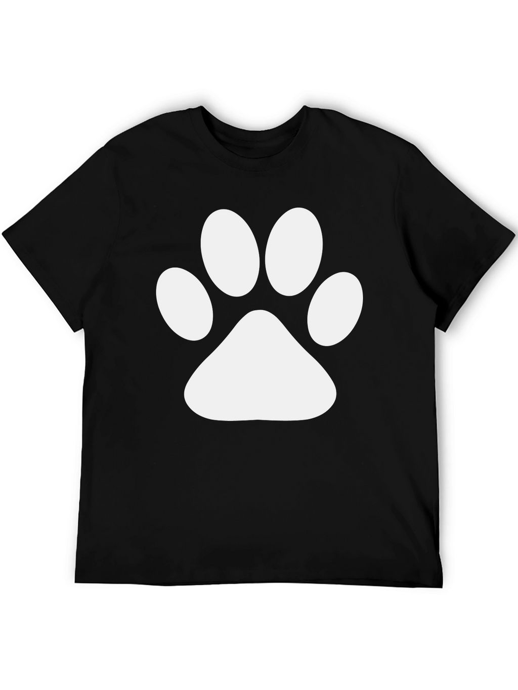 Black T-Shirt with White Paw Print Design