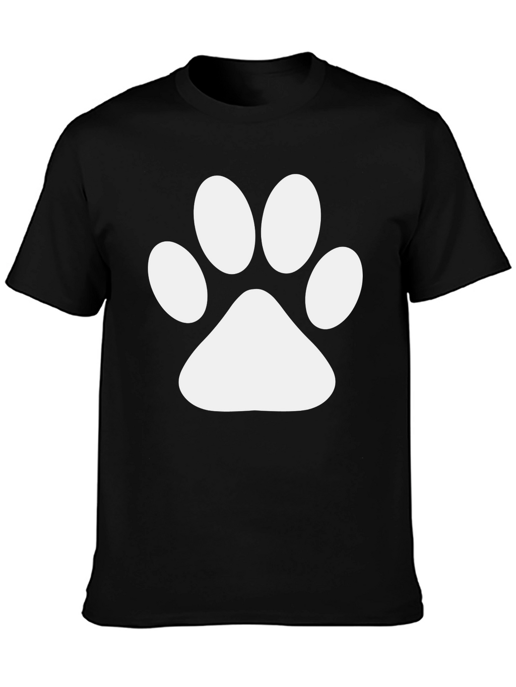 Black T-Shirt with White Paw Print Design