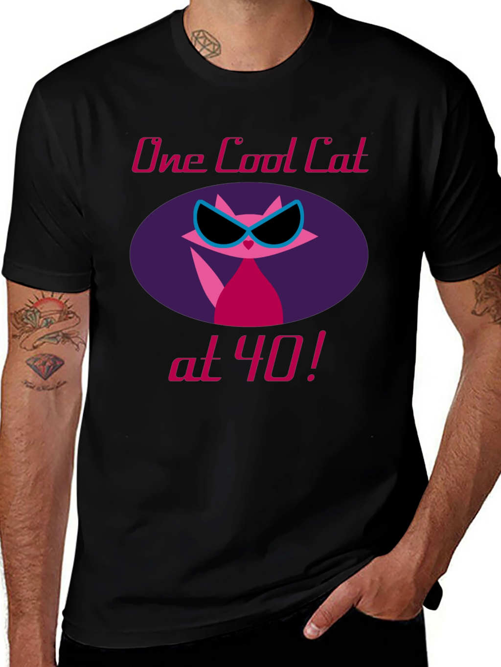 Cool Cat 40th Birthday Graphic Tee