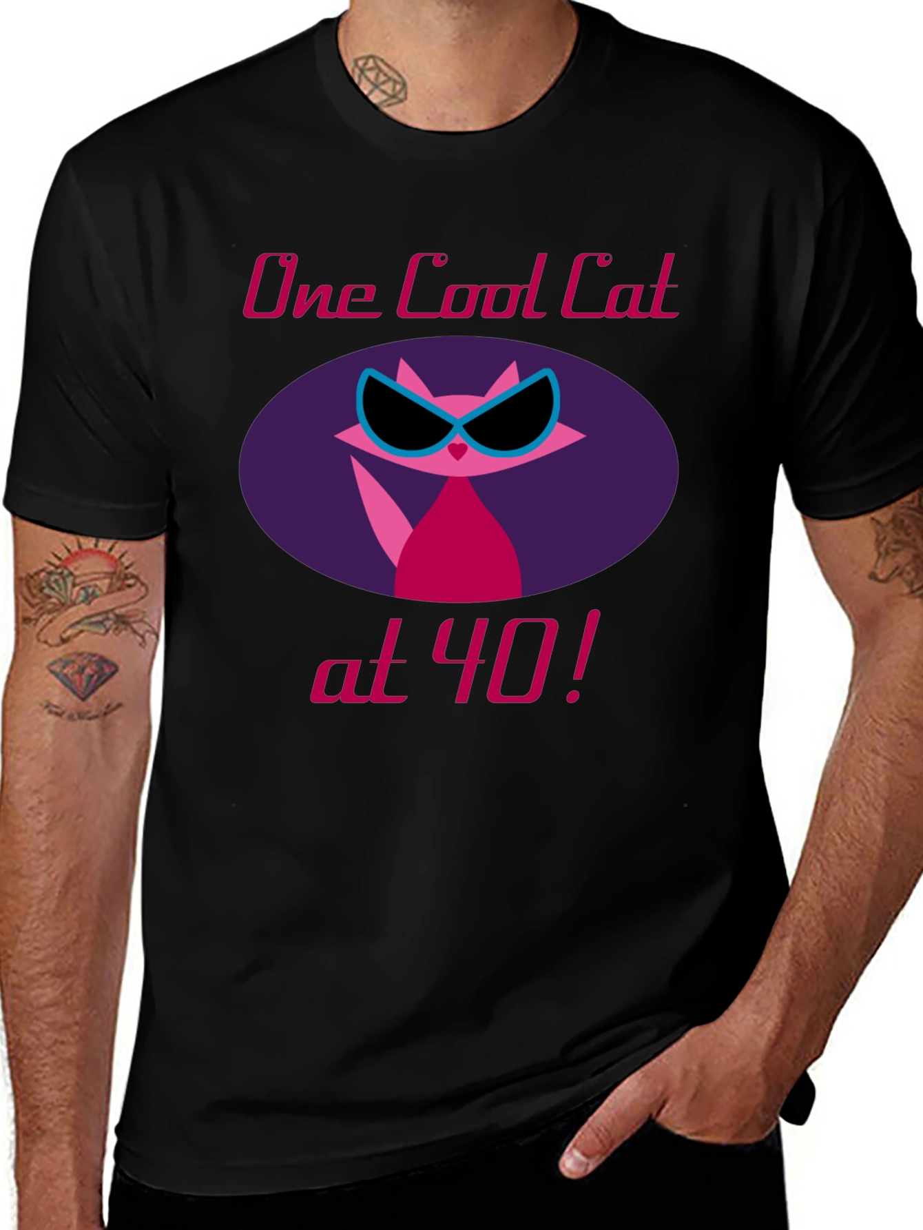Cool Cat 40th Birthday Graphic Tee