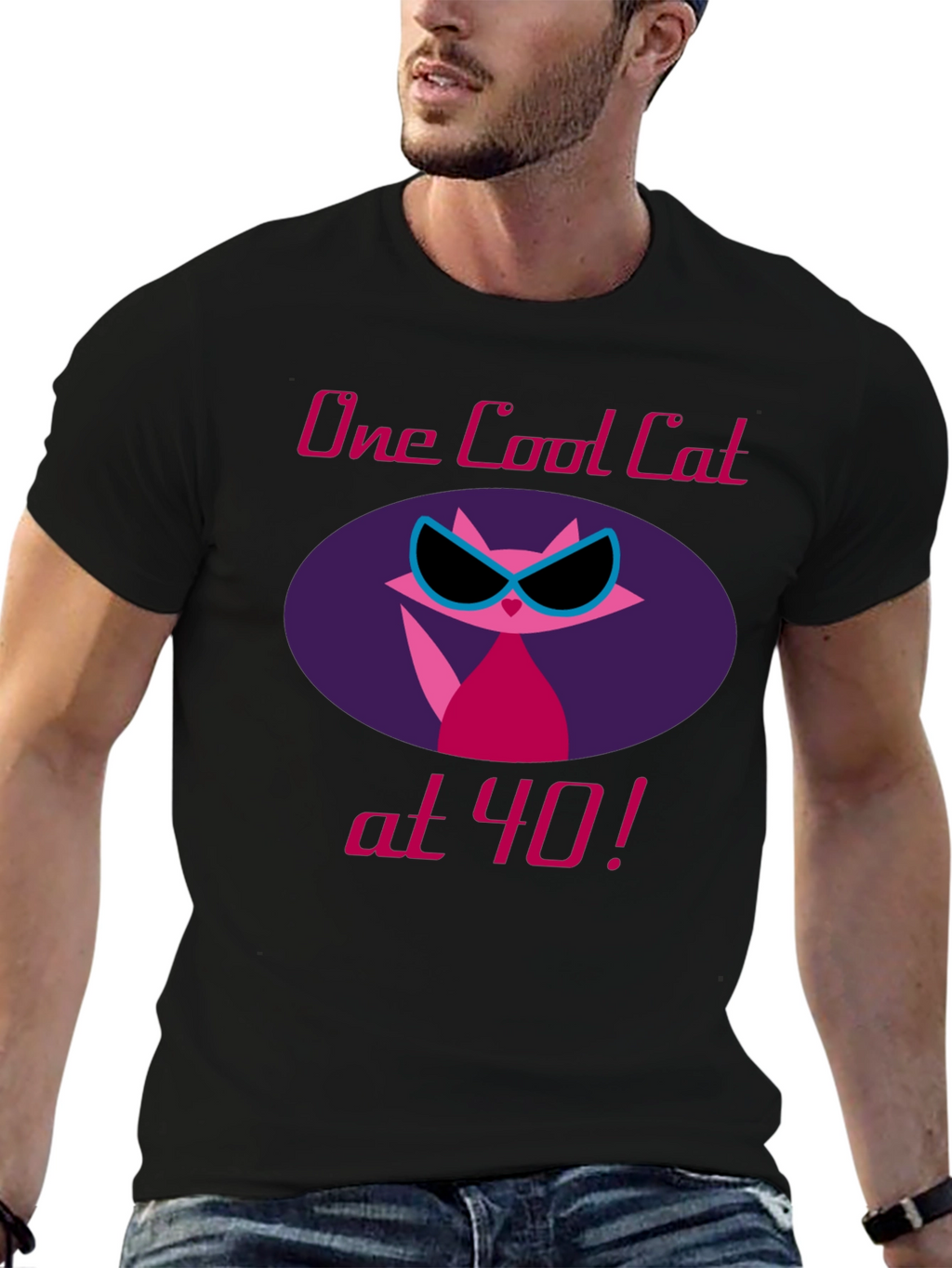 Cool Cat 40th Birthday Graphic Tee