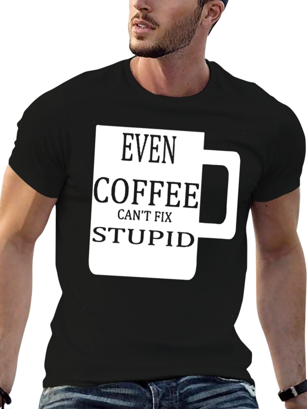 Funny Coffee Fix Stupid Graphic T-Shirt
