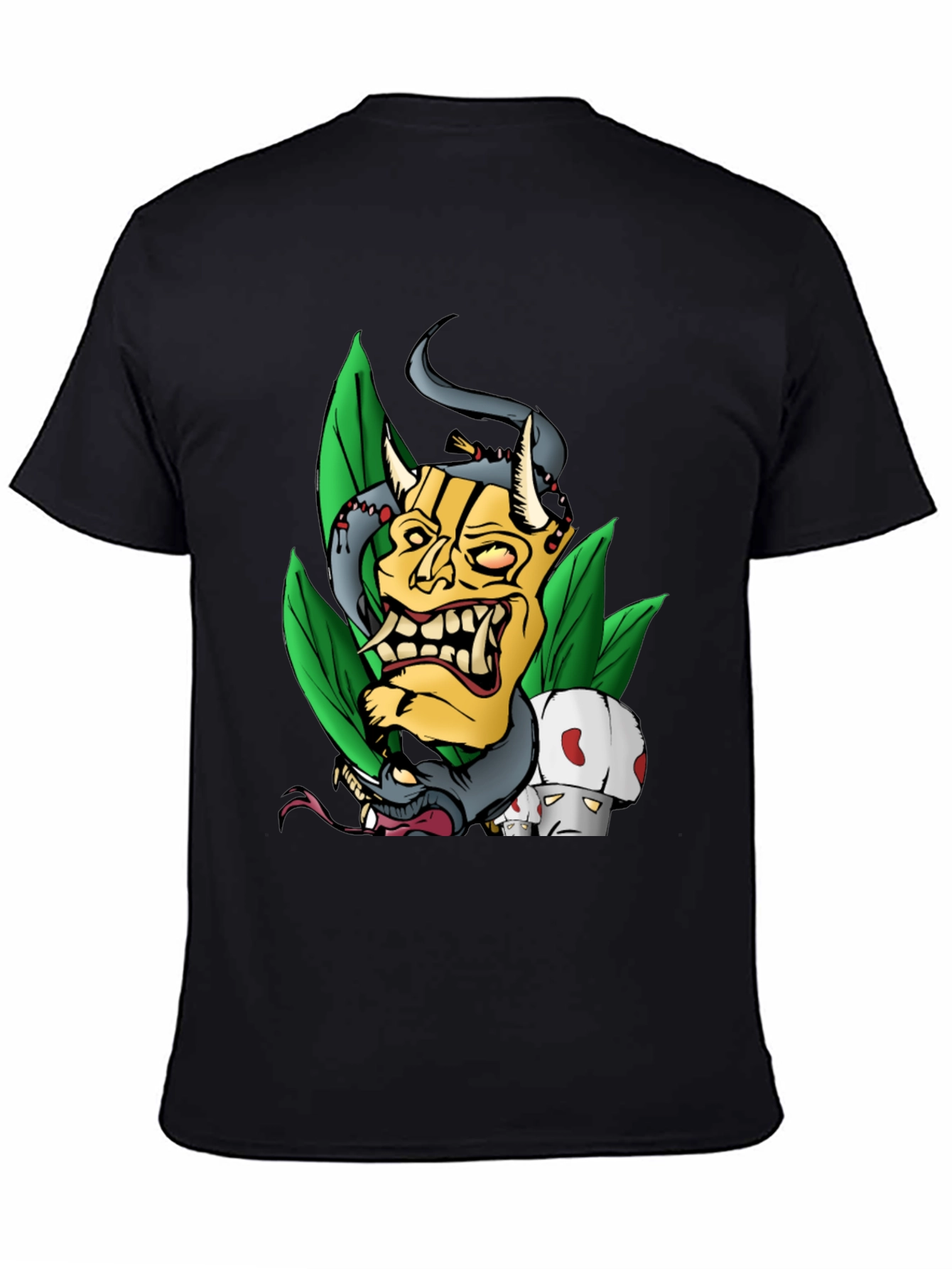 Unique Graphic Tee - Demon Mask and Snake